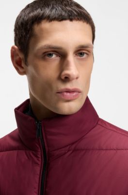 Chaqueta repelente al agua con parche de logo, Rojo oscuro