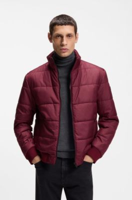 Chaqueta repelente al agua con parche de logo, Rojo oscuro