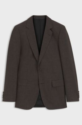 BOSS BY BECKHAM wool-blend slim-fit suit jacket, Dark Brown