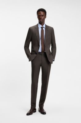 BOSS BY BECKHAM wool-blend slim-fit suit jacket, Dark Brown