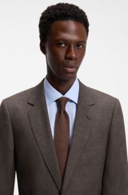 BOSS BY BECKHAM wool-blend slim-fit suit jacket, Dark Brown