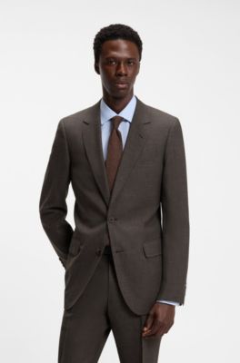BOSS BY BECKHAM wool-blend slim-fit suit jacket, Dark Brown