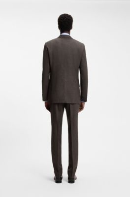 BOSS BY BECKHAM wool-blend slim-fit suit jacket, Dark Brown
