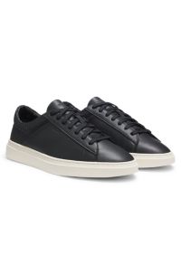 Low-top trainers with grained and woven effects, Black