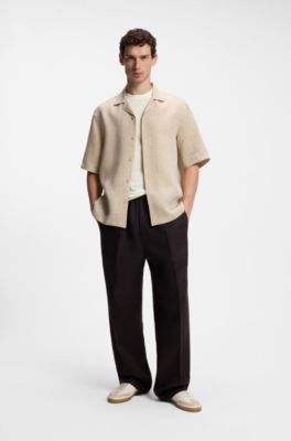 BOSS BY BECKHAM knit T-shirt in virgin wool, Natural