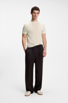 BOSS BY BECKHAM knit T-shirt in virgin wool, Natural