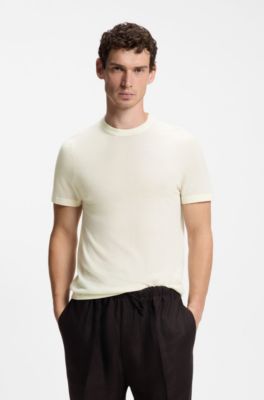 BOSS BY BECKHAM knit T-shirt in virgin wool, Natural