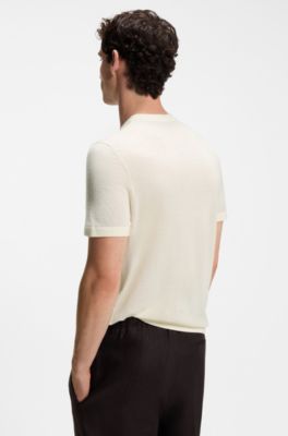 BOSS BY BECKHAM knit T-shirt in virgin wool, Natural
