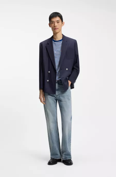 Regular-fit jeans in blue denim with flared leg