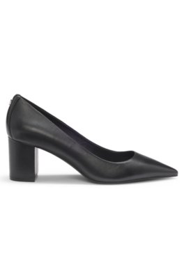 Pointed-toe pumps in nappa leather with chunky heel 2
