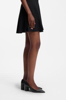 Pointed-toe pumps in nappa leather with chunky heel, Black