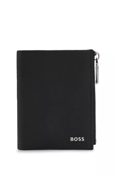 Portefeuille en cuir grainé avec lettres logo métalliques