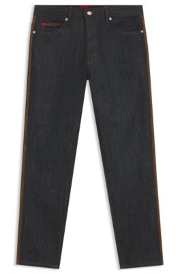 Hugo Uomo Blu Scuro Jeans Con Fit Affusolato In Denim Grezzo