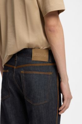 Tapered-fit jeans in dark-blue raw denim, Dark Blue