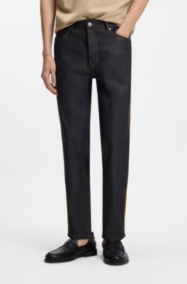 Tapered-fit jeans in dark-blue raw denim, Dark Blue