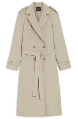 Regular-fit trench coat in stretch cotton 1
