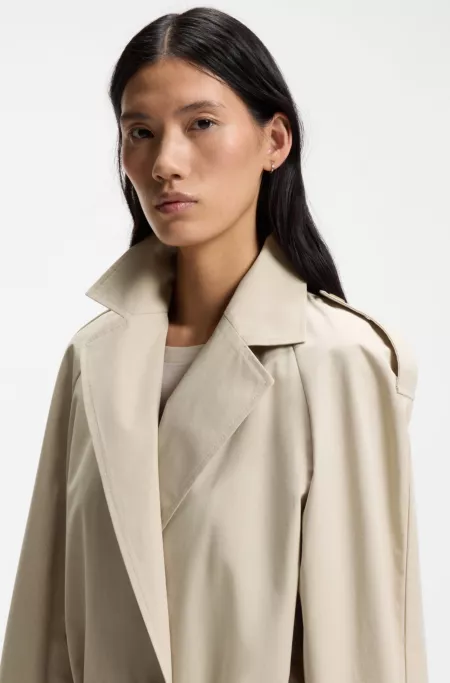 Regular-fit trench coat in stretch cotton