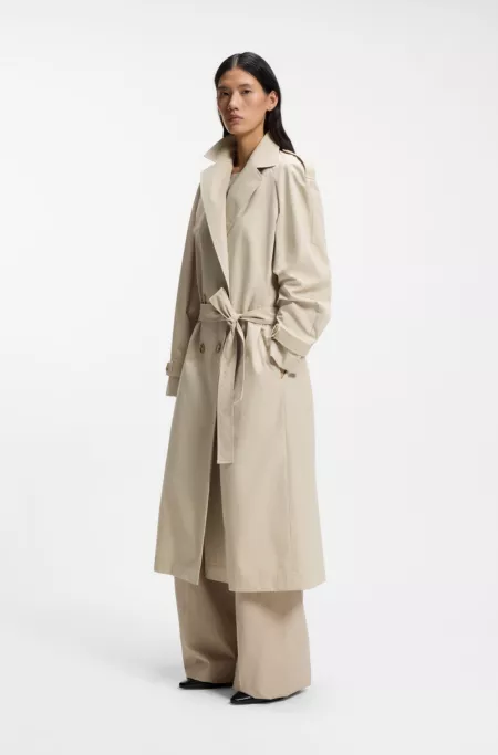 Regular-fit trench coat in stretch cotton