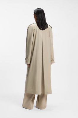 Regular-fit trench coat in stretch cotton, Light Beige