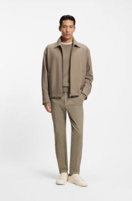 Slim-fit trousers in stretch-cotton twill, Light Brown