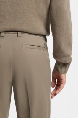 Slim-fit trousers in stretch-cotton twill, Light Brown