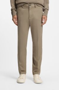 Slim-fit trousers in stretch-cotton twill, Light Brown