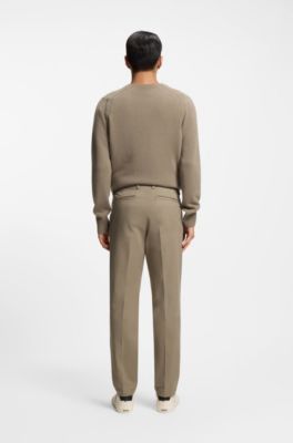 Slim-fit trousers in stretch-cotton twill, Light Brown