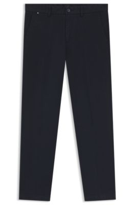 Slim-fit trousers in stretch-cotton twill, Dark Blue