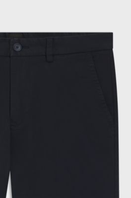 Slim-fit trousers in stretch-cotton twill, Dark Blue