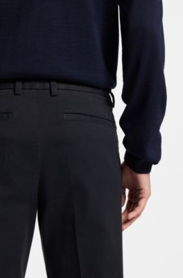 Slim-fit trousers in stretch-cotton twill, Dark Blue