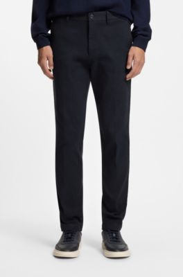 Slim-fit trousers in stretch-cotton twill, Dark Blue
