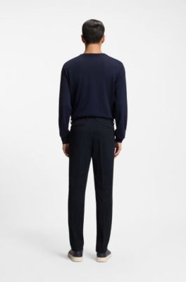 Slim-fit trousers in stretch-cotton twill, Dark Blue