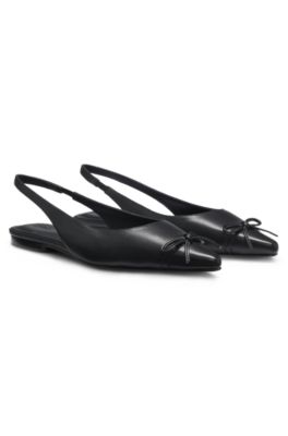 Slingback pumps in nappa leather with bow trim, Black