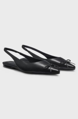 D&eacute;collet&eacute; slingback in nappa con fiocco, Nero