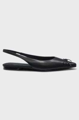 D&eacute;collet&eacute; slingback in nappa con fiocco, Nero