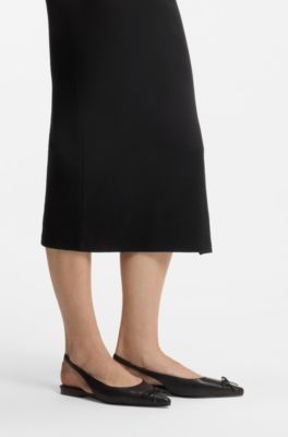 D&eacute;collet&eacute; slingback in nappa con fiocco, Nero
