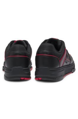 HUGO x RB bull-motif trainers with faux leather, Black