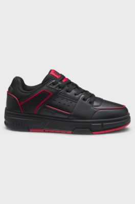 HUGO x RB bull-motif trainers with faux leather, Black