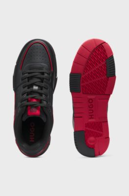 HUGO x RB Sneakers aus Kunstleder mit Stier-Motiv, Schwarz