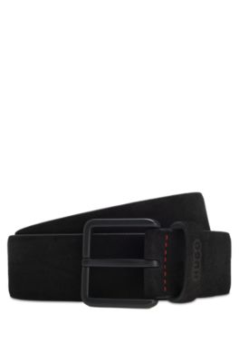 Suede belt with tonal pin buckle, Black