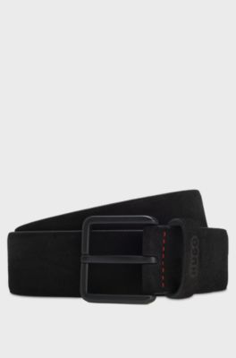 Suede belt with tonal pin buckle, Black