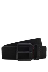 Suede belt with tonal pin buckle, Black