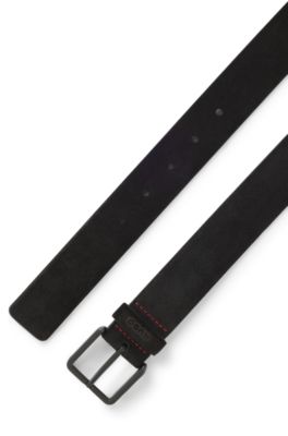 Suede belt with tonal pin buckle, Black