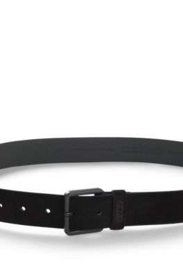 Suede belt with tonal pin buckle, Black