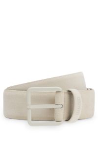 Suede belt with tonal pin buckle, Light Beige