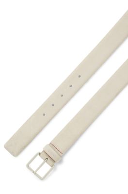 Suede belt with tonal pin buckle, Light Beige