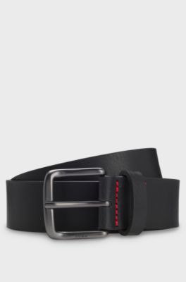 Italian-made leather belt, Black
