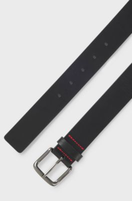 Italian-made leather belt, Black