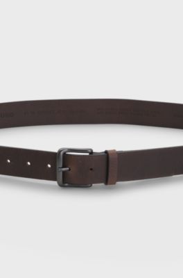Italian-made leather belt, Dark Brown