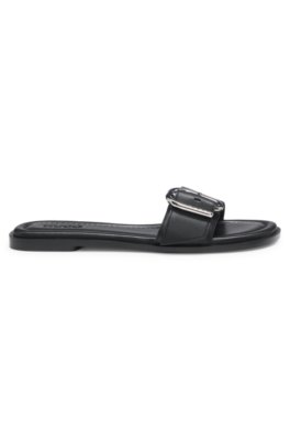Hugo Leather slides with logo buckle sandaler dam – bild 3